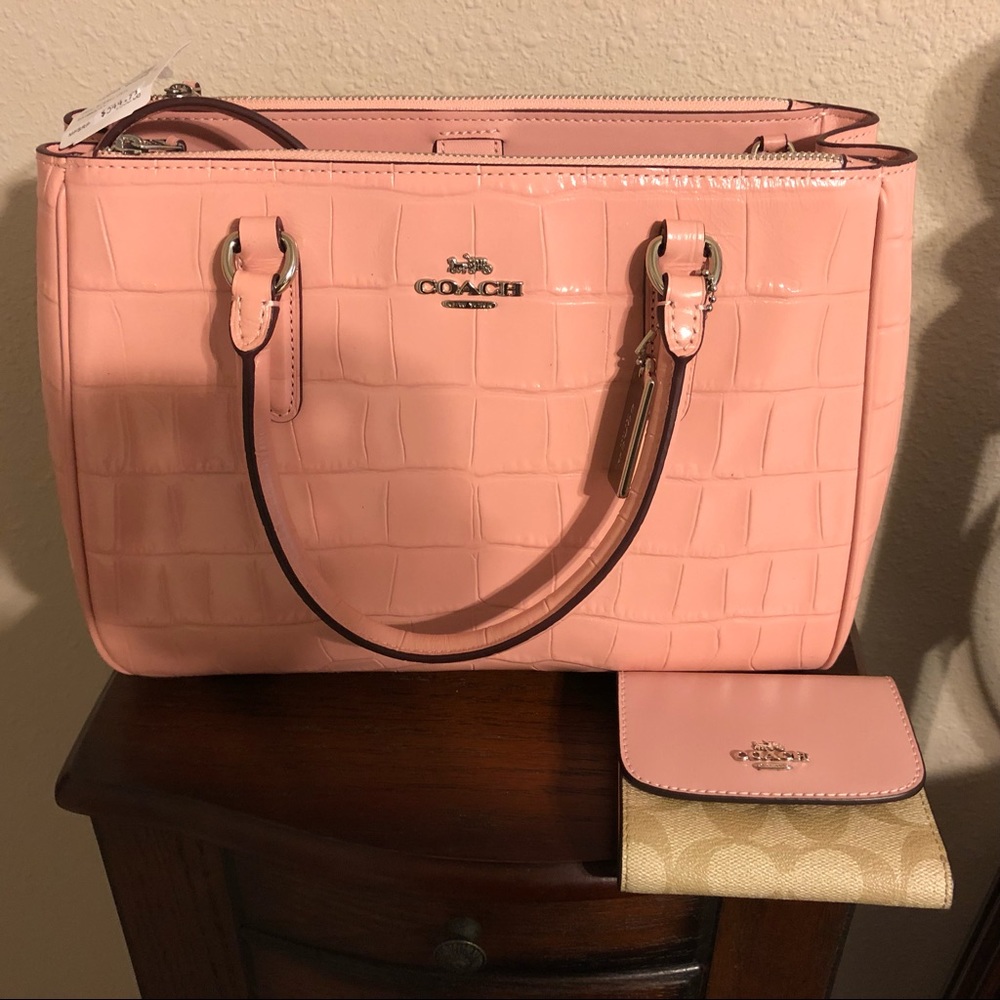 Coach Blush Pink Croc Purse